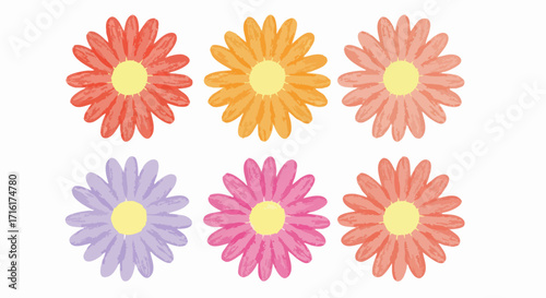 Vibrant daisy flowers in cheerful colors bring natural beauty and springtime joy to any project.