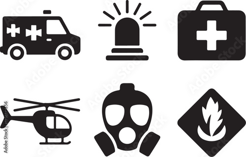 Emergency icons medical rescue safety disaster response