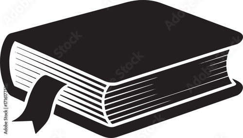 Book Vector Illustration A Classic Bound Book with Ribbon Bookmark Icon for Education and Reading