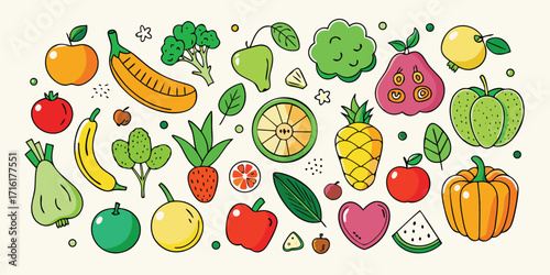 Vibrant assortment of fresh fruits and vegetables for healthy eating and delicious meals