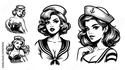 Pin Up Sailor Girl Vintage Portraits