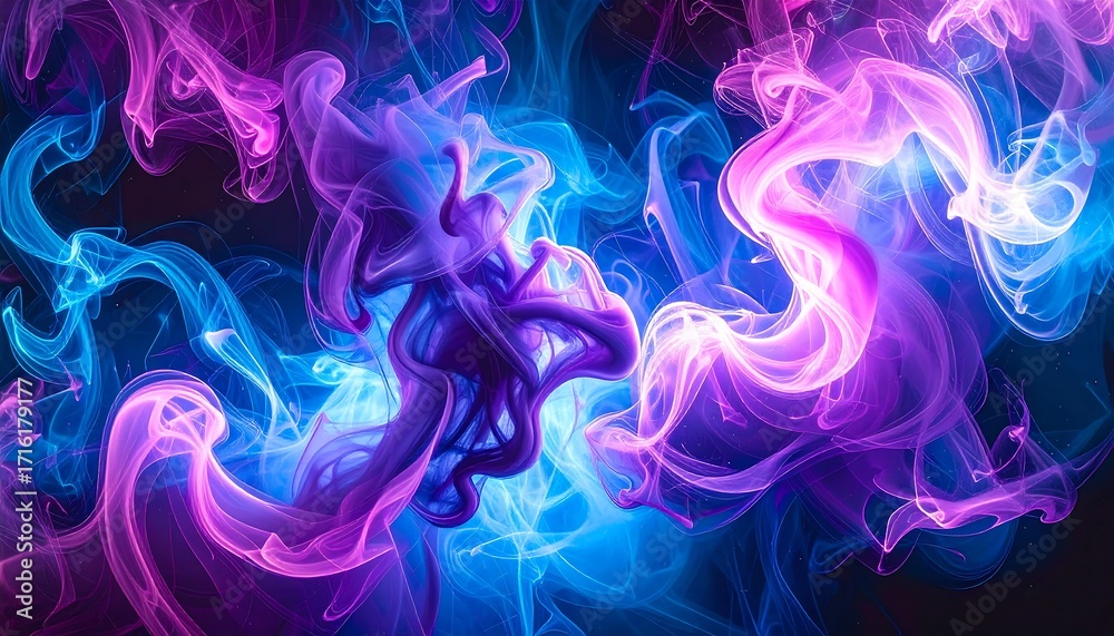 Obraz premium Abstract swirling smoke in vibrant neon colors