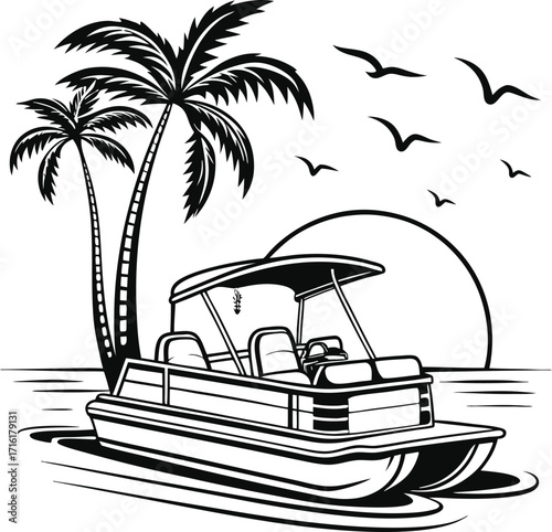 
Pontoon Boat Clipart ||  Lake Boat Svg || Boat Clipart || River Boat Svg || Pontoon Illustration 