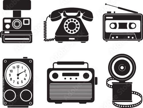 Vintage tech icons capture nostalgic moments and retro vibes