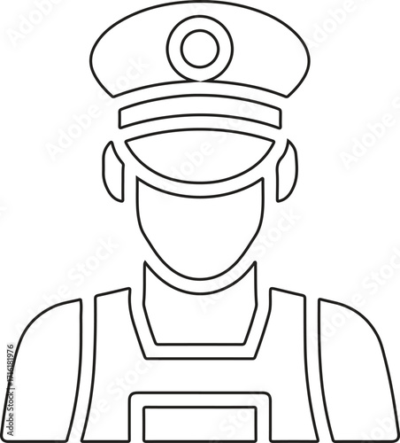 Outline of a police officer wearing a hat and vest