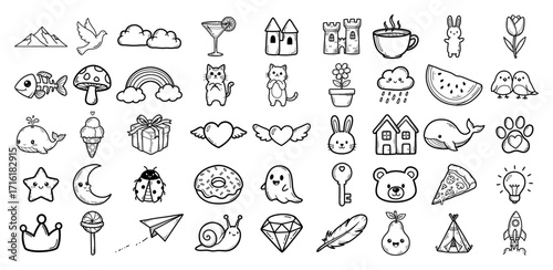 Mega Collection of Cute Hand Drawn Kawaii Doodles