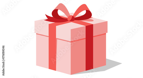 Pink gift box with red bow illustrating a festive celebration