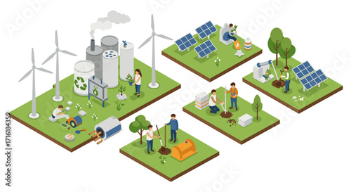 Isometric renewable energy and environmental conservation activities