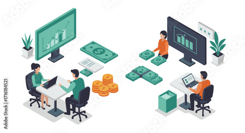 Business growth and financial planning in modern office environment