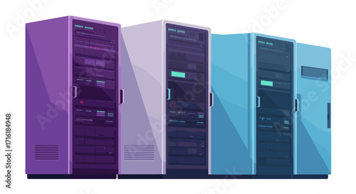 Modern data center servers in gradient color scheme