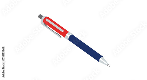 Classic ballpoint pen in minimalist flat design on white background