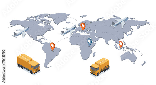 Global logistics and delivery network with air and ground transportation