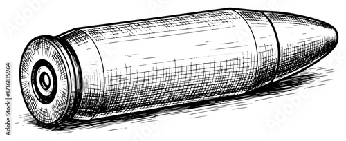 Hand Drawn Pistol Bullet in Vintage Engraving Style black shape vector laser cutting engraving monochrome print