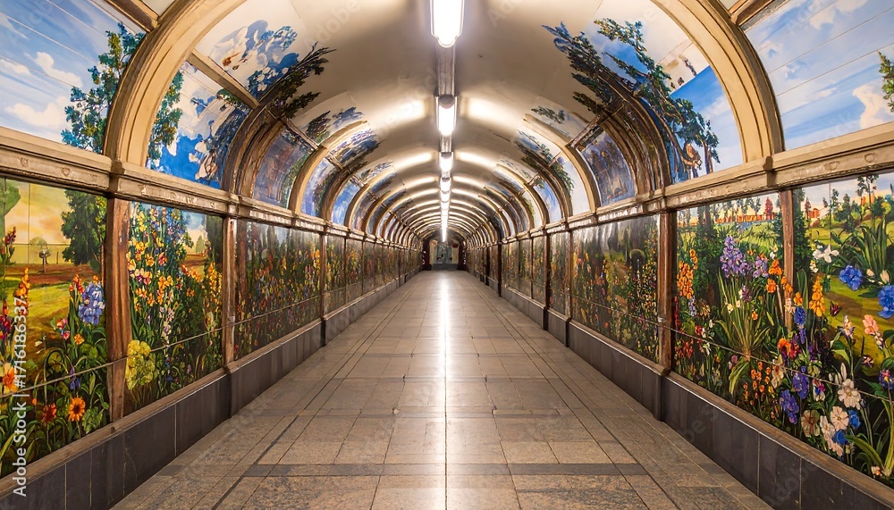 Obraz premium Tunnel decorated with murals