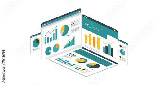 Isometric data analysis with interactive graphs and charts on laptops