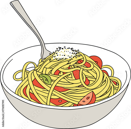 Delicious pasta served in a clean white bowl with grated parmesan cheese