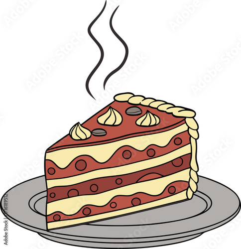 Steaming slice of lasagna on a white plate delicious italian food illustration