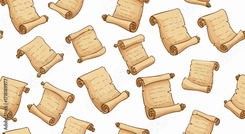 Vintage parchment scrolls pattern adds historical charm to your creative projects