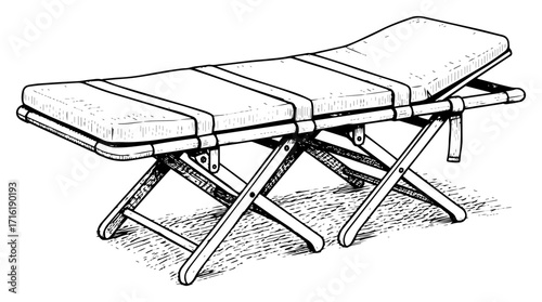 Vintage Medical Stretcher Sketch Illustration