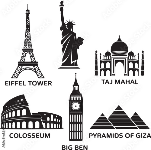 Iconic global landmarks travel inspiration montage