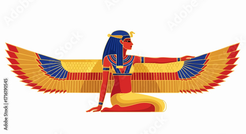 Majestic winged goddess Isis offers divine protection and ancient Egyptian mystique