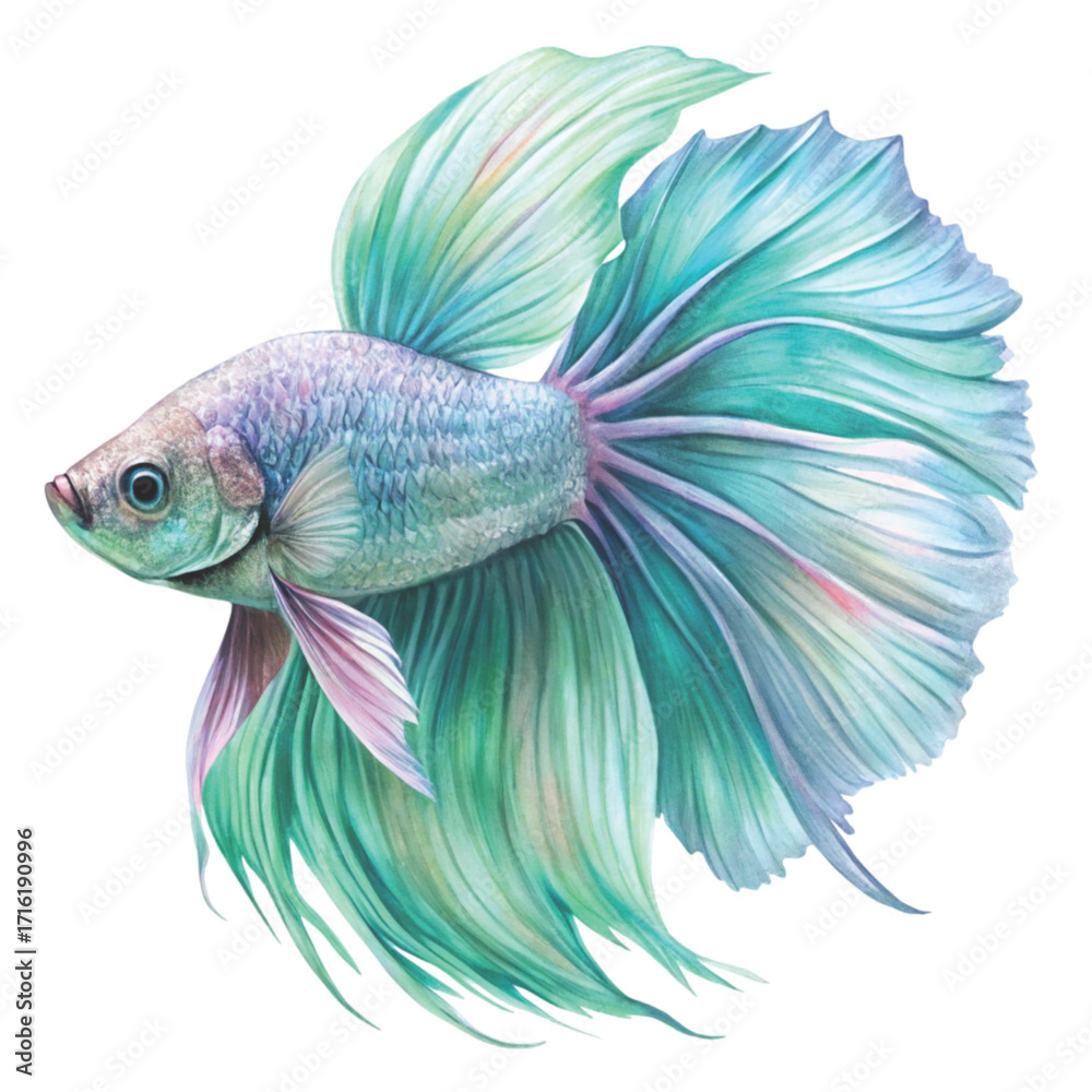 Fototapeta premium fighting fish Betta fish clipart watercolor white background