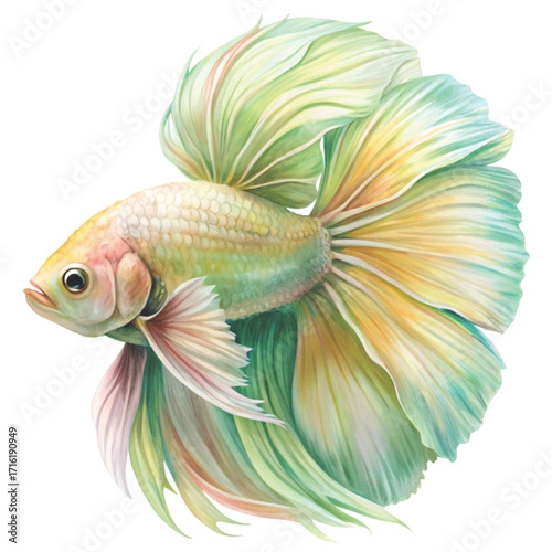 fighting fish Betta fish clipart watercolor white background