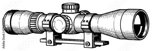 Rifle Scope Telescopic Sight Detailed Engraving Vector