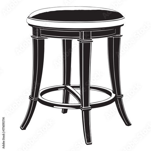 Black bathroom stool Silhouette Vector, High Quality Illustration on White Background