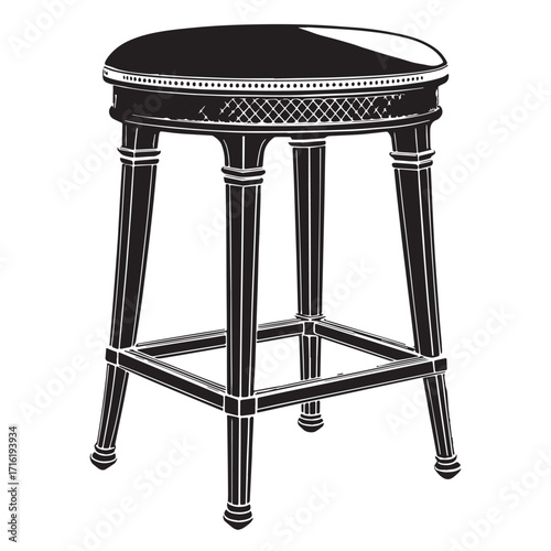Black bathroom stool Silhouette Vector, High Quality Illustration on White Background