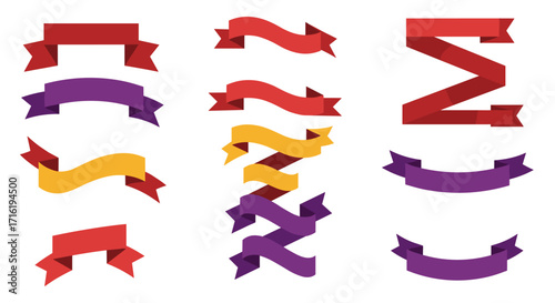 Colorful ribbon banner set collection for decoration and design