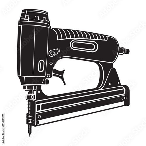 Black brad nailer Silhouette Vector, High Quality Illustration on White Background