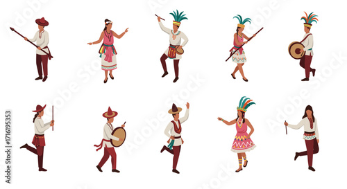 Traditional dance and music costumes from diverse cultures
