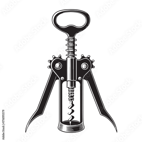 Black bottle opener Silhouette Vector, High Quality Illustration on White Background