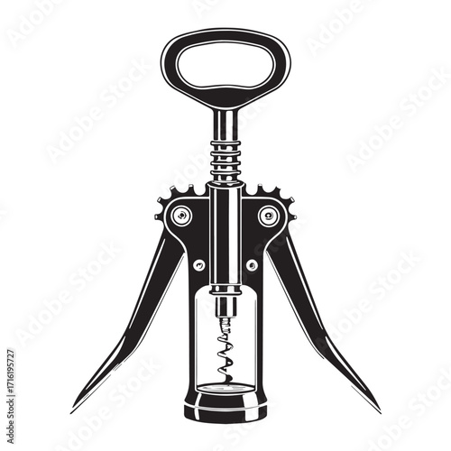 Black bottle opener Silhouette Vector, High Quality Illustration on White Background