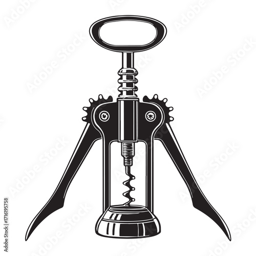 Black bottle opener Silhouette Vector, High Quality Illustration on White Background