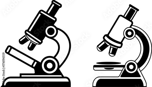 Microscope Illustrations  Two Detailed Vector Designs for Science Education and Research