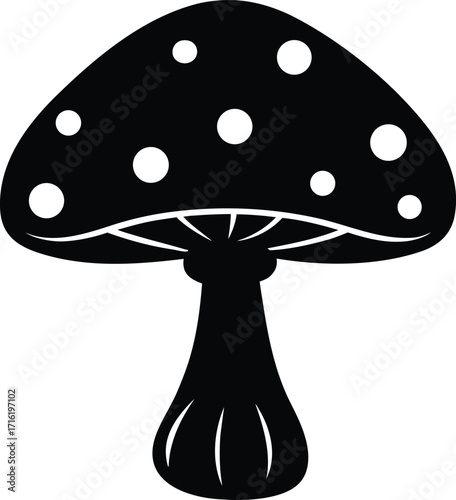 Mushroom vector Silhouette illustration classic toadstool mushroom silhouette