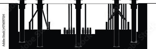 silhouette, bridge, cable, stayed, suspension, tower, support, deck, span, structure, architecture, vector, black, icon, design, engineering, project, industrial, infrastructure, transport