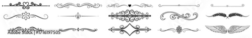 Vintage Page Dividers and Flourishes Outline Set