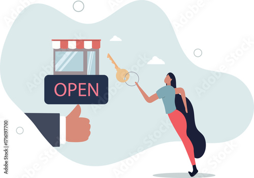Small business key to success, open new shop, start new business or company, entrepreneur or SME, growing or increase product sale concept.life and employment of people.