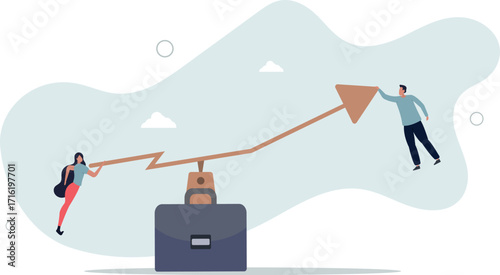 Investment stock market volatility, financial asset value going up and down or profit growth rising up concept.life and employment of people.