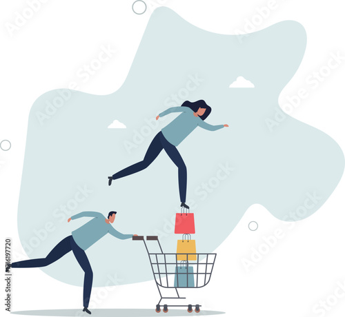 Big sale shopping, consumerism, customer enjoy buying or purchasing goods concept.life and employment of people.