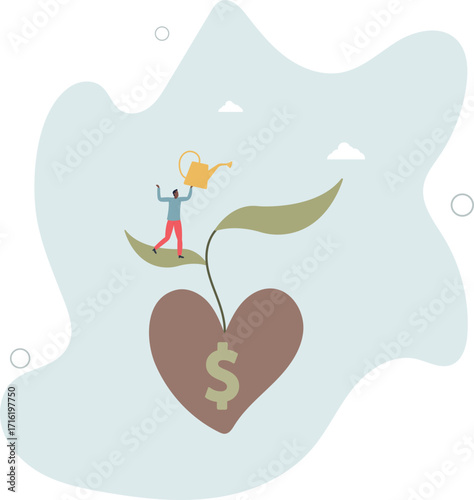 Dividend investment, prosperity and economic growth or saving and business profit concept.life and employment of people.