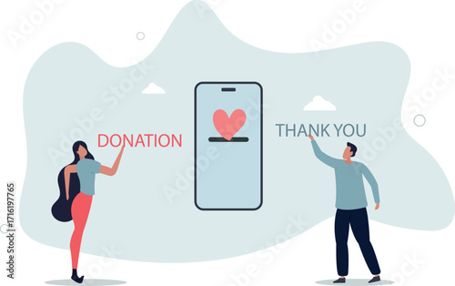Charity donation, donate online with care to help and support people, giving money or volunteer, mobile social app to help other people concept.life and employment of people.