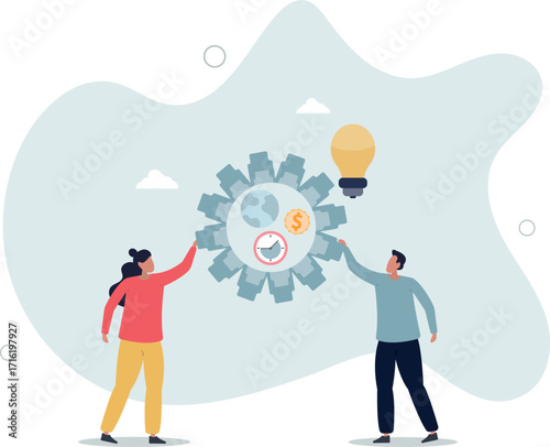 teamwork and profit making idea.work concept.life and employment of people.
