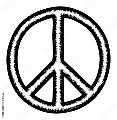 Hand Drawn Sketch of the International Peace Symbol