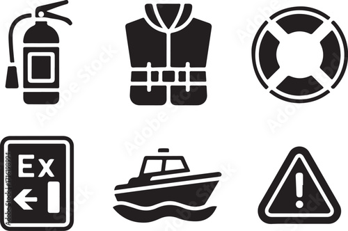 Safety icons for marine and emergency situations