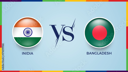 India  vs Bangladesh  broadcast template for asia cup sports. vector illustration