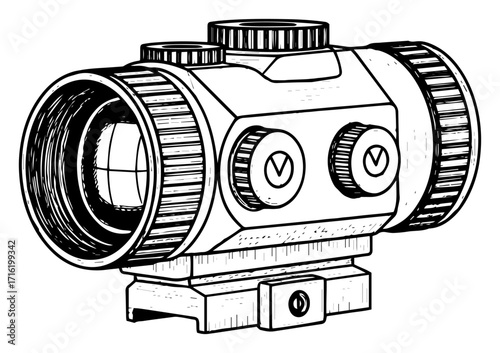 Tactical Red Dot Sight in a Hand Drawn Style